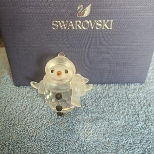 Swarovski Festive Crystal Snowman with Gold and Black Accents